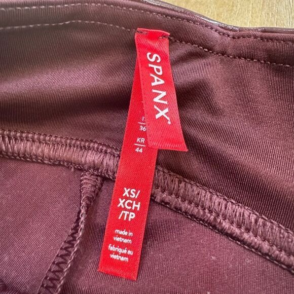 Spanx Faux Patent Leather Leggings XS Ruby High Rise Waist Shaping - Picture 8 of 14